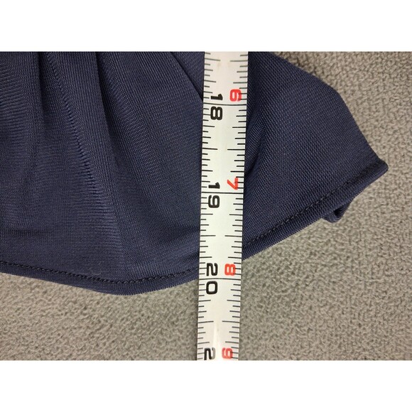 👉 Ann Taylor Navy XS Blouse Bell Sleeve Ruffle Scoop Neck Stretch Top Business - Picture 6 of 7